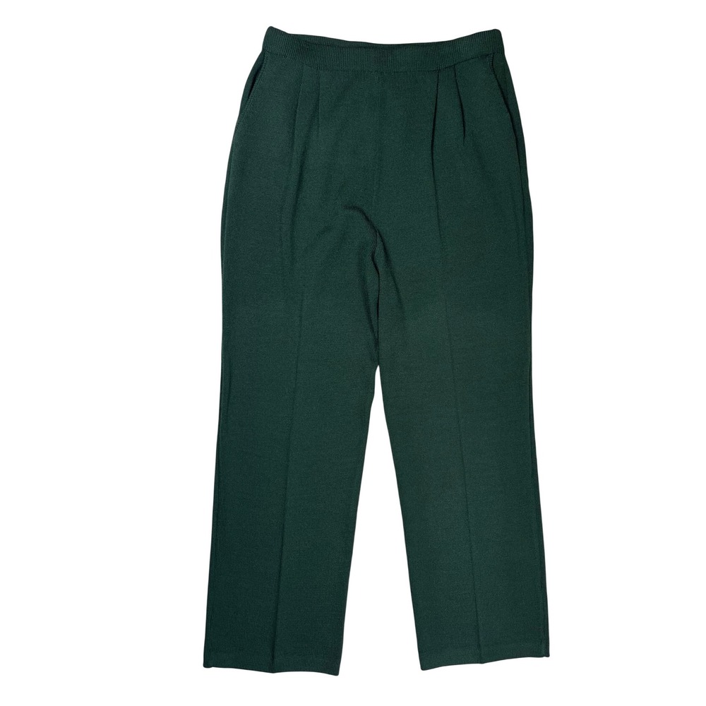 St. John Collection Santana Knit Pants 14 Green Pleated USA Old Money Designer